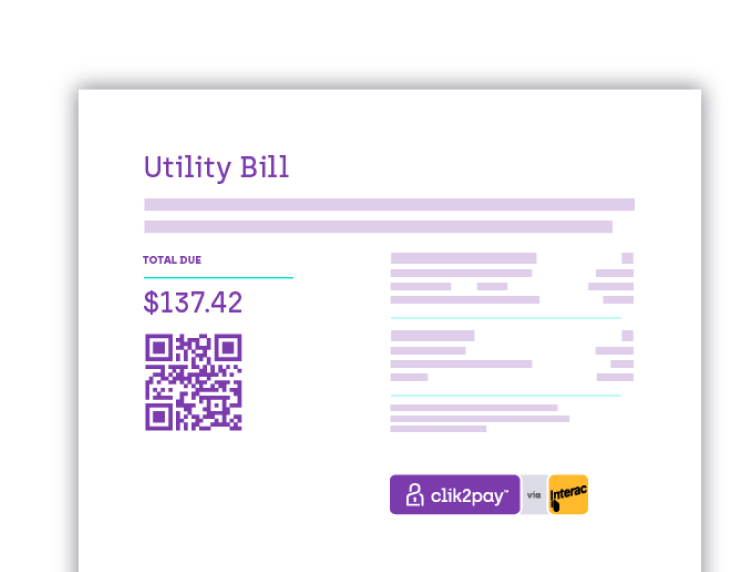 Image of utility bill with Clik2pay via Interac® payment button